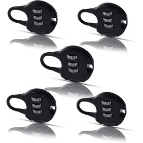 SDTC Tech 5 PCS Combination Luggage Lock Password Security Padlock Zinc Alloy Black Small Safe Combination Padlocks for Luggage Briefcases Suitcases Backpacks Computer Bags Locker Tool Cabinet