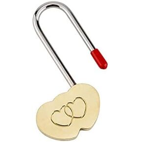 Love Lock, 3.5" 50mm Double Heart Padlock Everlasting Love for Lovers Wedding,Valentines,Anniversary,Travel, Valentines Day (NO Key)