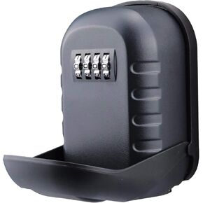 BenRich Key Safe Lock Box Wall Mount Outdoor Waterproof Combination Lockbox with Resettable 4-Digital Code for Home Family Realtors Garage House Car Keys Storage (Black)
