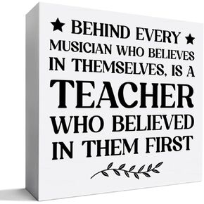 Music Teacher Appreciation Gift, Music Teacher for Women Men Thank You Gifts Music Piano Teacher Christmas Birthday Teacher's Day Gift, Believe Teacher in Them First, Wooden Box Sign Desk Decor