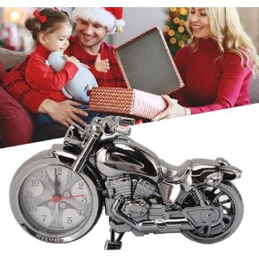 Motorcycle Alarm Clock, Table Desk Time Clock, Vintage Metal Motorcycle Art Desktop Decor for Desktop Decoration Art Collection Gift(PF168C)