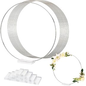 MECCANIXITY Metal Floral Hoop 12 Inch Wreath Rings Centerpiece Table Decorations Silver Tone for DIY Wedding Birthday Party Events 12 Set