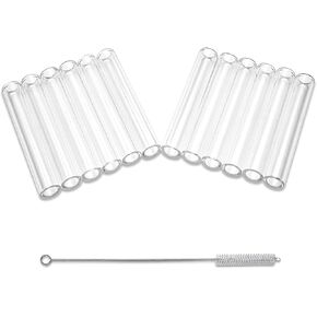 Transparent Borosilicate Glass Tubes, 3 Inches 12 Pcs 10mm Diameter 1.5mm Thickness Glass Tubing with 1 Cleaning Brush for DIY Making Glass Crafts