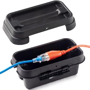 SockitBox – The Original Weatherproof Connection Box – Indoor & Outdoor Electrical Power Cord Enclosure for Timers, Extension Cables, Transformers, Power Strips, Lights, Tools & More – Medium – Black