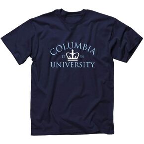 Columbia University Short Sleeve Classic Fit Cotton T-Shirt with Crown Logo