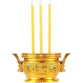 Chinese LED Electronic Incense Burner Stick Buddhist Incense Burner Treasure Bowl Chinese-Style Wealth Prosperity Figurine Ornament Buddhist Adornment Buddhist Offering Set