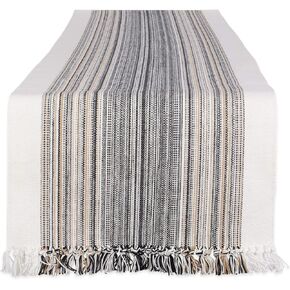 سطح طاولة مخطط مهدب من DII Everyday Collection، مفرش طاولة، 14x108، أسود