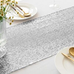 Sequin Table Runner Hot Pink,1 Pack 12 x 72 Glitter Table Runner, Hot Pink Sequin Table Cloth for Tables Sparkle Table Covers for Banquet,Wedding,Engagement,Party Decorations