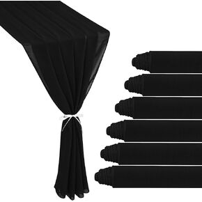 6 Pack 10Ft Navy Blue Chiffon Table Runner 29x120 Inches Sheer Fabric Table Runner Romantic Wedding Runner for Thanksgiving Christmas Bridal Shower Decorations （Navy Blue）