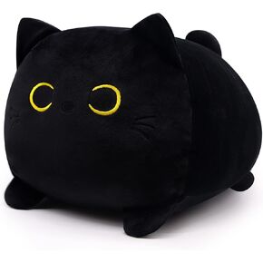 Black Cat Plush Toy, Cute Black Cat Stuffed Animals, Creative Soft Stuffed Cat Plushie Toys, Perfect Birthday Valentines Gift for Kids Boys Girls, Adorabl Home Decor