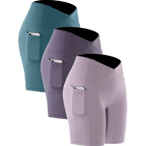 CADMUS Women's Biker Shorts Naked Feeling 7'' Workout Shorts Gym Yoga Spandex, 1041, Thistle & lavender & Turquoise,S