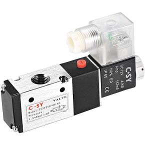 uxcell DC 12V 3 Way 2 Position 1/4"PT,Pneumatic Air Control NO Solenoid Valve,Internally Single Piloted Acting Type w LED Light,3V210-08