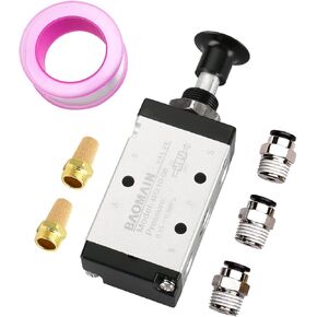 Baomain Hand Lever Solenoid Valve 4R210-08 5 Way 2 Position 1/4 inch with Mufflers Fittings