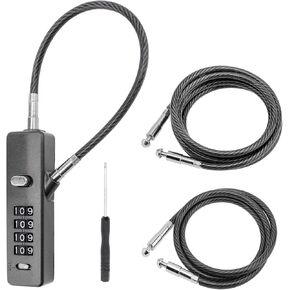 Cable Locks with Combination, Steel Cable 4-Digit Combination Lock with Resettable Code, 3 Different Lengths Cables for Bikes, Cabinets, Wardrobes, Small Fences, Pet Door, Refrigerator Door