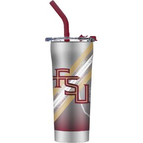 Gametime Sidekicks FSU Stainless Steel Straw Tumbler - Officially Licensed, 18/8 Stainless Steel, Double-walled, Vacuum-insulated, UV LED Printed Logos, Sweatless, Stays Hot/Cold -