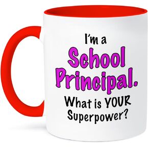 3dRose I'm A School Principal What Is Your Superpower Pink Two Tone Mug, 11 oz, Black
