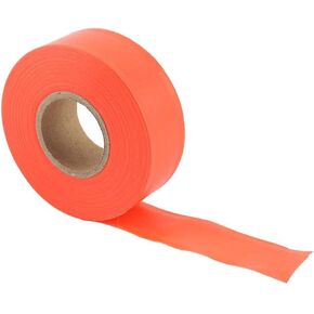 Flagging Tape High Visibility Camping Marking Ribbon Roll Track Ribbon Caution Tape Non adhesive Outdoor Garden marker Ribbon(Orange)