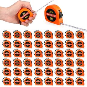 50 Pcs Small Tape Measure Keychain Mini Measuring Tape Retractable 6ft 2m, Metric and Inch, Lot Bundle Retractable Handy Pocket Tape Mini Gifts for Daily Use, Party Favors and Prizes for Men