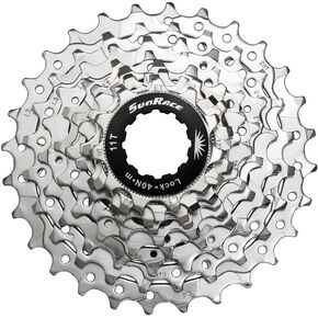 Sunrace CSR91 9-Speed Nickel Plated Cassette with Alloy Lockring and Gray Spacer