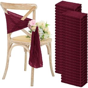 YMHPRIDE 50 PCS Wedding Cheesecloth Chair Sashes,Bows Designed Chair Sashes for Wedding Party Banquet Restaurant Hotel Folding Chair Covers Decoration(White,15.7x70 inch)