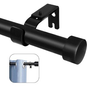 1 Inch Black Curtain Rods 𝟑𝟐"-𝟏𝟒𝟒" for Bedroom Windows Patio Balcony, Industrial Rustic Curtain Rods for Indoor&Outdoor by MCCKLE (Black)