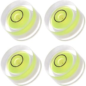 4pcs Small Circular Bubble Spirit Levels - [15mm Diameter 6mm Thickness] Mini Round RV Level Leveling Tools for Travel Trailer Turntable Camera, Yellow