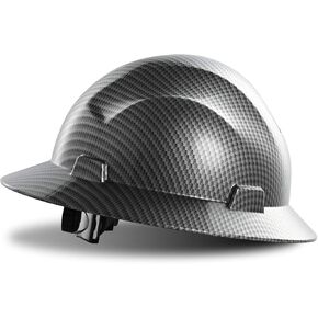 LANON Full Brim Hard Hat, OSHA Construction Work Approved, Premium Charcoal Gray Design, FRP Safety Helmet with 4 Point Adjustable Ratchet Suspension, Class C