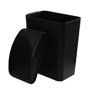 16 L Plastic Garbage Can with Swing Lid, Black Kitchen Slim Trash Can