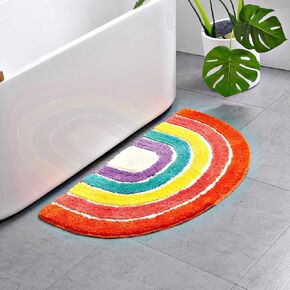 Cute Doormat for Kids - Microfiber Absorbent Bathroom Mats - Front Door Mat Carpet Floor Rug, Rainbow Shape 19.7" x 31.5"