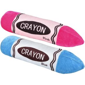 Forest & Twelfth 14" Stuffed Crayons 2Pcs Crayon Plush Toy Set - Soft and Huggable Blue and Pink Crayon Prop Toys for Imaginative Play and Learning, Comfy Pencil Pillow Plush