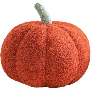 3D Pumpkin Throw Pillow Hugging, Fluffy Pumpkin Plush Pumpkin Stuffed Animal Toys, Pumpkin Pillow Sofa Cushion Pumpkin for Home Decor Halloween, Christmas or Birthday Party (Coffee, 8 Inch)