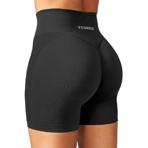 YEOREO LuxEvo Women Scrunch Butt Lifting Workout Gym Shorts 5" Inseam V Cross Waist Lycra Squat Proof Shorts