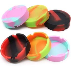 LEKAI Multiuse 3PCS Silicone Round Ashtray High Temperature Resistant Unbreakable Colorful Ashtray Shatterproof Coaster for Indoor Outdoor