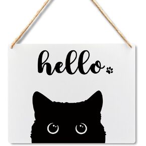 Wall Pediments Cat Welcome Sign,Hello Sign,Cat Hanging Welcome Sign for Front Door,Cat Decor,Cat Gifts,Cat Gifts for Cat Owners,10x8 Inches