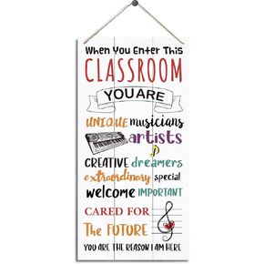 Classroom Decor Signs, Decorative Wood Hanging Wood Plaque, Rustic Door Sign, Classroom Wall Decor Art, Music Classroom Decoration, Appreciation Gift for Music Teacher, When You Enter This Classroom