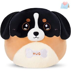 12" Bernese Mountain Dog Plush Pillow, Cute Bernese Mountain Dog Stuffed Animal Soft Puppy Plush Toy Birthday Gifts for Women Boys Girls Pet Dog Lover, Black&Brown