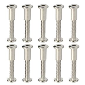 M6 x 35mm Socket Cap Furniture Bolts with Barrel Nuts for Furniture Cots Beds Crib and Chairs, Stainless Steel 18-8 (304), 10 Pairs