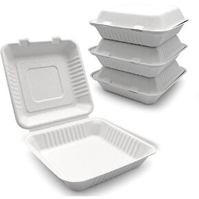 White Takeout Bowls, 1500ml, 9 inches, Compostable, 100 Pack