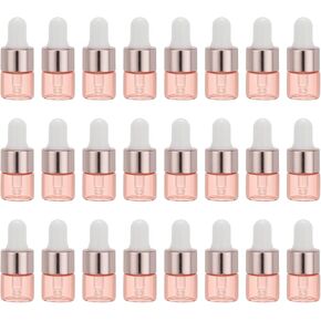 PATIKIL 10ml Glass Dropper Bottle, 24Pcs Leakproof Eye Dropper Essential Oils Sample Liquid Perfume Container for Storage Home Travel, Pink