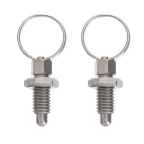 ULTECHNOVO 2pcs Steel Non Lock-Out Stubby Hand Retractable Spring Plunger with Pull Ring (LHFSS-10-1.5-6 Stainless Steel Round Head)