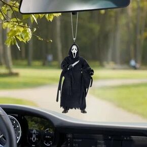 Horror Villains Ornament Halloween Creative Horror Car Ornament Horror Movie Car Rear View Mirror Pendant Halloween Tree Ornaments Pendant (A) in Saudi Arabia