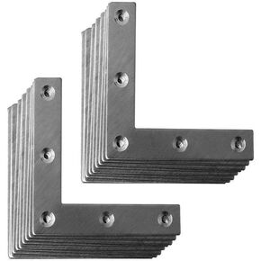 20 Pcs Stainless Steel Flat L Shape Plate Corner Brace Furniture Repair Mending Joining Bracket(80mmx80mm/3.14''x3.14'')