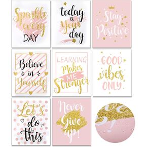Clabby Motivational Art Print, 8 x 10 Inch, Wall Art for Bedrooms, Gold Powder Prints, Inspirational Posters for Girls