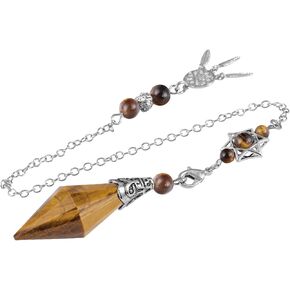 rockcloud Natural Amethyst Crystal Stone Healing Reiki Pendulum 12 Facet Crystal Point Pendant with Dream Catcher Hexagram Charm Wicca for Dowsing Divination Balancing