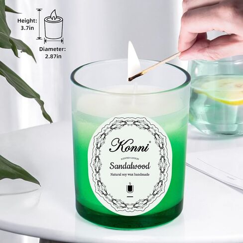 شمعة معطرة من كاماك، هدايا شموع معطرة بخشب الصندل، 5.3 أونصة حرق 35 ساعة، هدايا شموع للنساء، شمعة الصويا الطبيعية، شموع معطرة للمنزل in Kuwait