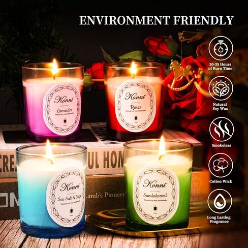 شمعة معطرة من كاماك، هدايا شموع معطرة بخشب الصندل، 5.3 أونصة حرق 35 ساعة، هدايا شموع للنساء، شمعة الصويا الطبيعية، شموع معطرة للمنزل in Kuwait