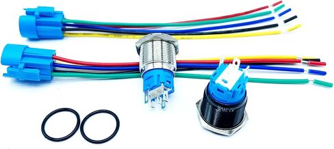19mm Latching Push Button Switch LED Power Symbol & 19mm Self-Reset Push Button Switch LED Angel Eye Head for 19mm 3/4" Mounting Hole with Wire Socket 12V in Saudi Arabia