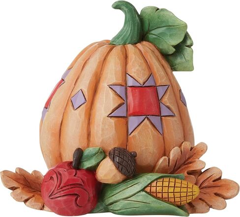 Enesco Jim Shore Heartwood Creek Harvest Pumpkin with Bounty Miniature Figurine, 4 Inch, Multicolor in Saudi Arabia