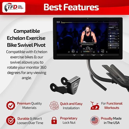 TFD Pivot-E متوافق مع دراجات Echelon Connect EX-5s-10، EX-5s-22، EX-8s | صُنع في الولايات المتحدة الأمريكية - معدات تمارين رياضية منزلية محور دوار - حركة 360 درجة لدراجة التمرين Echelon in Kuwait