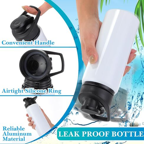 12 مجموعة من زجاجات المياه المصنوعة من الألومنيوم سعة 20 أونصة وأكياس برباط التسامي، زجاجة مياه رياضية بيضاء فارغة مع حقيبة ظهر برباط من أجل الأعمال اليدوية والسفر والتخييم والتنزه في صالة الألعاب الرياضية in Kuwait